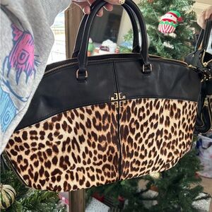 Stylish Black and Leopard Print Women's laptop bag